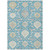 5' X 8' Teal Blue Gray And Ivory Damask Washable Indoor Outdoor Area Rug
