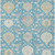 5' X 8' Teal Blue Gray And Ivory Damask Washable Indoor Outdoor Area Rug