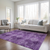 3' X 5' Eggplant Floral Medallion Washable Non Skid Indoor Outdoor Area Rug