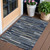 3' X 5' Navy Blue Gray And Ivory Striped Washable Indoor Outdoor Area Rug