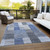 3' X 5' Denim Blue And Navy Blue Striped Washable Indoor Outdoor Area Rug