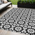 5' X 8' Black Gray And Silver Floral Medallion Washable Indoor Outdoor Area Rug