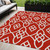5' X 8' Red And Ivory Trellis Washable Indoor Outdoor Area Rug