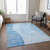 3' X 5' Denim Blue And Sky Blue Abstract Washable Indoor Outdoor Area Rug Transitional Style - Denim Blue, Sky Blue Color