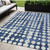 5' X 8' Navy Blue And Ivory Abstract Washable Indoor Outdoor Area Rug Transitional Style - Navy Blue, Ivory Color
