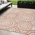 5' X 8' Coral And Ivory Geometric Washable Indoor Outdoor Area Rug