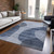 3' X 5' Denim Blue And Sky Blue Abstract Washable Indoor Outdoor Area Rug Transitional Style - Denim Blue, Sky Blue Color