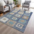 3' X 5' Navy Blue Beige And Ivory Geometric Washable Indoor Outdoor Area Rug - Navy Blue, Beige, Ivory