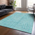 3' X 5' Turquoise And Ivory Geometric Washable Indoor Outdoor Area Rug