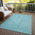 3' X 5' Turquoise And Ivory Geometric Washable Indoor Outdoor Area Rug