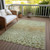 5' X 8' Artichoke Green Ivory And Brown Abstract Washable Indoor Outdoor Area Rug