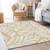 3' X 5' Gold And Beige Floral Washable Indoor Outdoor Area Rug