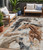 5' X 8' Beige Charcoal And Brown Horse Washable Indoor Outdoor Area Rug
