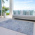 5' X 8' Sky Blue Purple And Gray Floral Washable Indoor Outdoor Area Rug