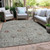 3' X 5' Gray And Copper Floral Washable Indoor Outdoor Area Rug