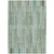 3' X 5' Artichoke Green And Teal Blue Striped Washable Indoor Outdoor Area Rug