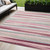 5' X 8' Pink Ivory And Gray Striped Washable Indoor Outdoor Area Rug
