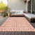 5' X 8' Salmon And Ivory Geometric Washable Indoor Outdoor Area Rug - Salmon, Ivory