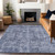 5' X 8' Blue And Ivory Abstract Washable Indoor Outdoor Area Rug - Blue, Ivory