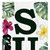 36" Green Pink And White Solid Wood Tropical Floral Summer Porch Sign