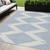 5' X 8' Ivory And Blue Geometric Washable Indoor Outdoor Area Rug