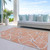3' X 5' Salmon And Ivory Geometric Washable Indoor Outdoor Area Rug Contemporary Style - Salmon, Ivory Color