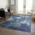 3' X 5' Gray and Blue Abstract Washable Non Skid Indoor Outdoor Area Rug