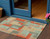 3' X 5' Sage Gray And Orange Geometric Washable Indoor Outdoor Area Rug