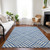 3' X 5' Blue And Ivory Geometric Washable Indoor Outdoor Area Rug