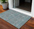3' X 5' Teal Blue Gray And Charcoal Floral Washable Indoor Outdoor Area Rug