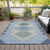 5' X 8' Denim Blue Gray And Brown Geometric Washable Indoor Outdoor Area Rug