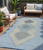 5' X 8' Denim Blue Gray And Brown Geometric Washable Indoor Outdoor Area Rug