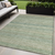 5' X 8' Artichoke Green Striped Washable Non Skid Indoor Outdoor Area Rug