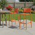 Set of Two 30" Orange Heavy Duty Plastic Low Back Outdoor Bar Height Chairs
