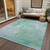 5' X 8' Sky Blue And Blue Abstract Washable Indoor Outdoor Area Rug