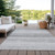 3' X 5' Gray And Silver Striped Washable Indoor Outdoor Area Rug