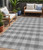 5' X 8' Gray And Charcoal Plaid Washable Indoor Outdoor Area Rug