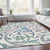 3' X 5' White Purple And Sage Floral Washable Indoor Outdoor Area Rug