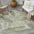 5' X 7' Ivory And Green Palm Leaf Indoor Outdoor Area Rug Polypropylene