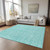 3' X 5' Teal Blue And Ivory Floral Washable Indoor Outdoor Area Rug