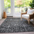 3' X 5' Gray Charcoal And Silver Oriental Washable Indoor Outdoor Area Rug
