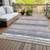 5' X 8' Purple Ivory And Beige Striped Washable Indoor Outdoor Area Rug