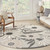 8' Beige Round Floral Indoor Outdoor Area Rug