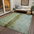 3' X 5' Olive Green And Blue Abstract Washable Indoor Outdoor Area Rug