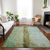 3' X 5' Olive Green And Blue Abstract Washable Indoor Outdoor Area Rug