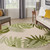 8' Ivory And Green Round Palm Leaf Indoor Outdoor Area Rug Polypropylene