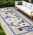 8' Blue And Gray Floral Indoor Outdoor Runner Rug
