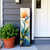36" Off White Orange And Blue Tropical Floral Solid Wood Porch Sign