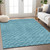 3' X 5' Teal Blue And Ivory Geometric Washable Indoor Outdoor Area Rug Transitional Style - Teal Blue, Ivory Color