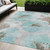 5' X 8' Teal Blue And Aqua Floral Washable Indoor Outdoor Area Rug - Teal Blue, Ivory